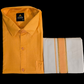 Beautiful Light Orange Color Half Sleeves Cotton Shirt With Matching Border Dhoti Set