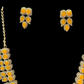 Alluring Leaf Shaped Yellow Stone Oxidized Necklace With Earrings