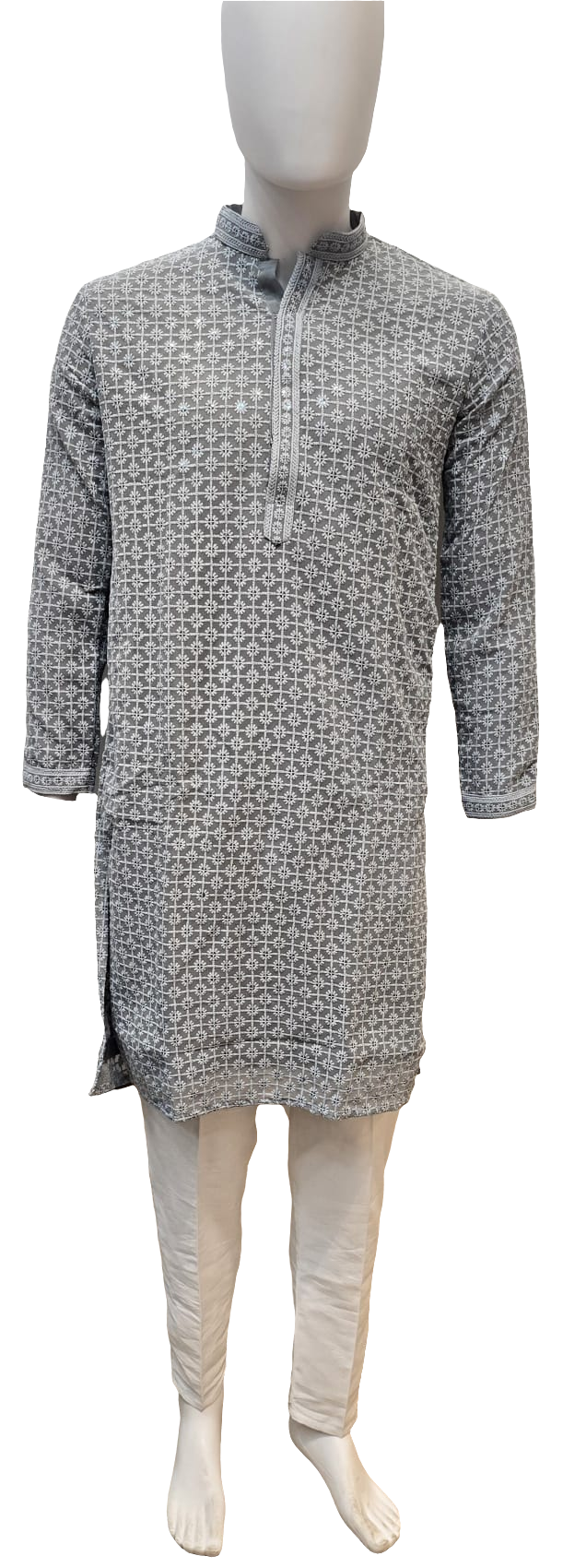 Attractive Gray Kurta With Pajama Pant For Men