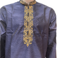 Stunning Blue Color Brocade Kurta With Handcrafted Zardozi Embroidery Work And Pajama Pant For Men