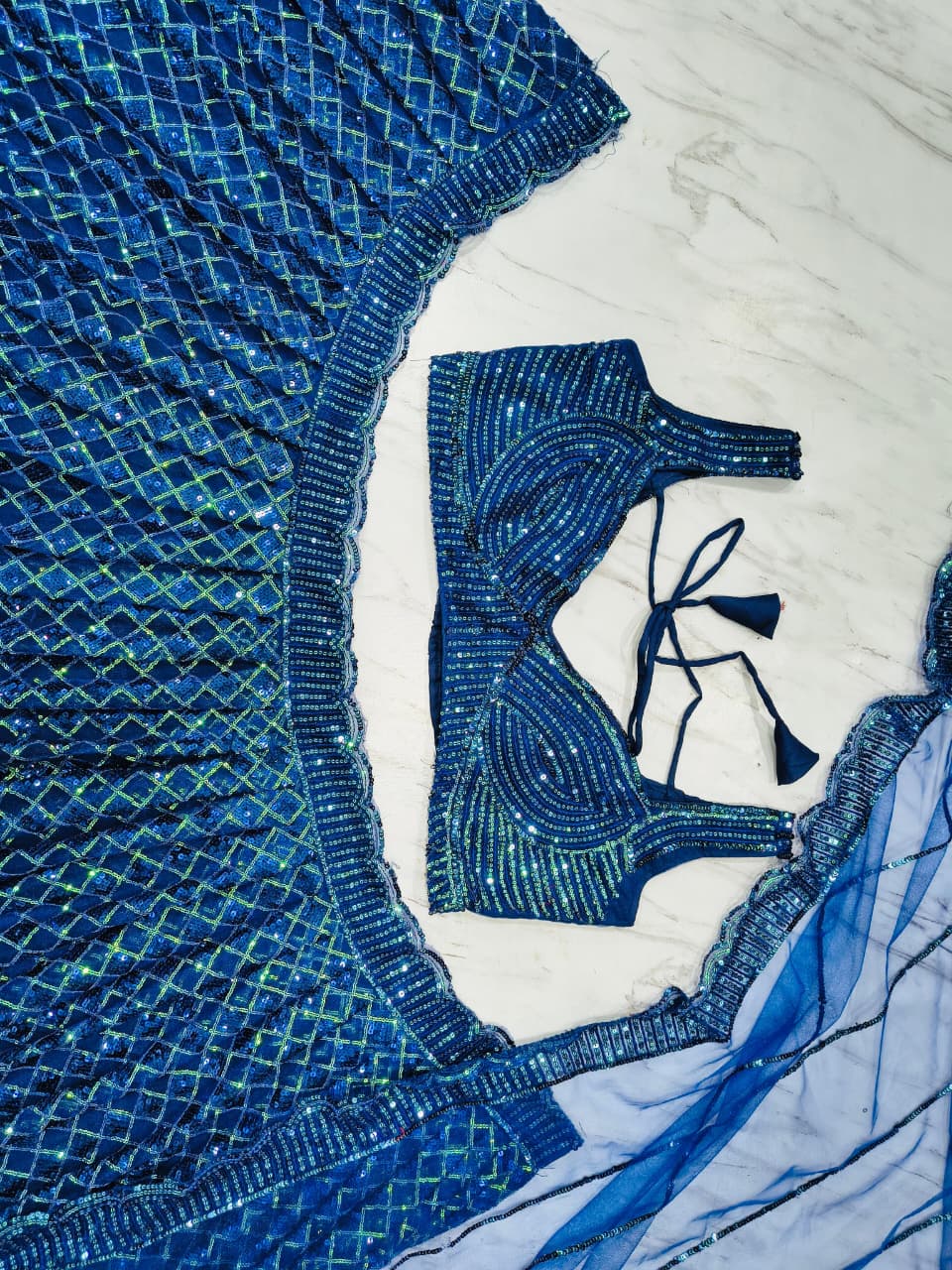 Alluring Blue Color Lehenga With Sequins Work In Tucson