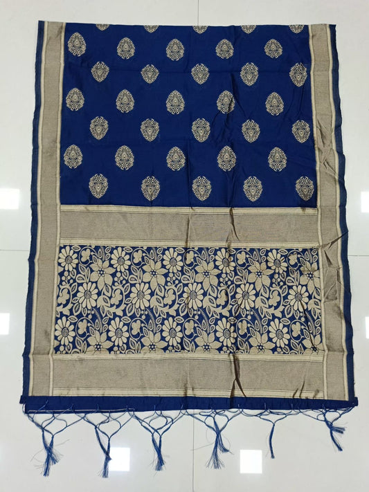 Alluring Blue Color Jacquard Banarasi Dupatta For Women