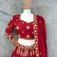 Fabulous Red Embroidered Lehenga Choli In Yuma