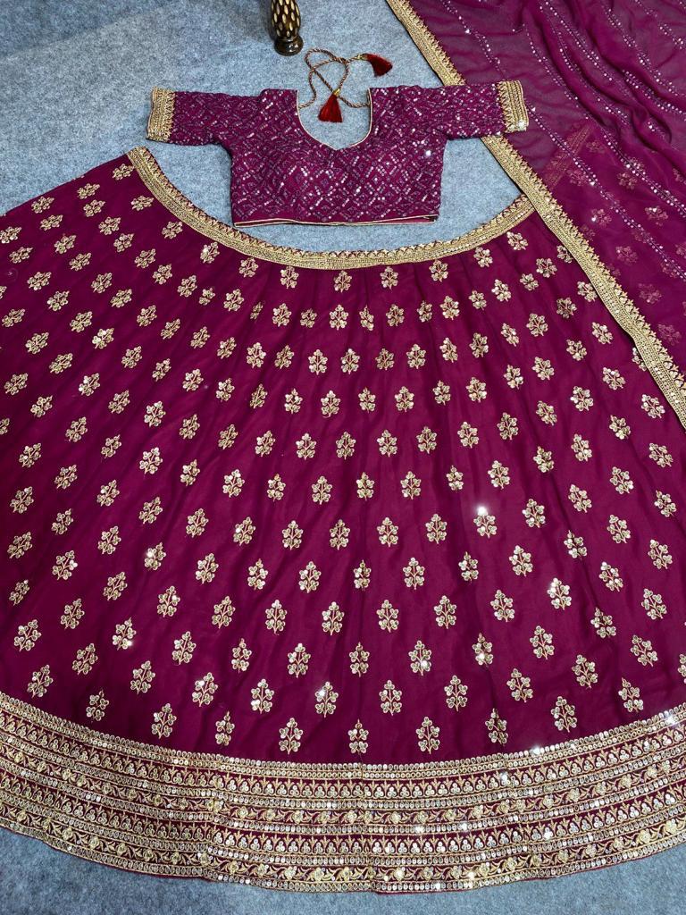 Sequence And Embroidery Work Lehenga In USA