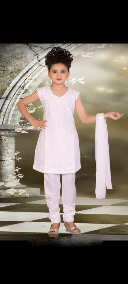 Elegant Light Pink Color Cotton Chikan Suits For Girls