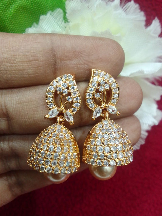 Elegant Gold Plated White Color Drop Design Earrings For Women