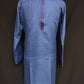 Elegant Blue Color Cotton Kurta With Pajama Pant For Men