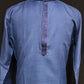 Elegant Blue Color Cotton Kurta With Pajama Pant For Men Near Me