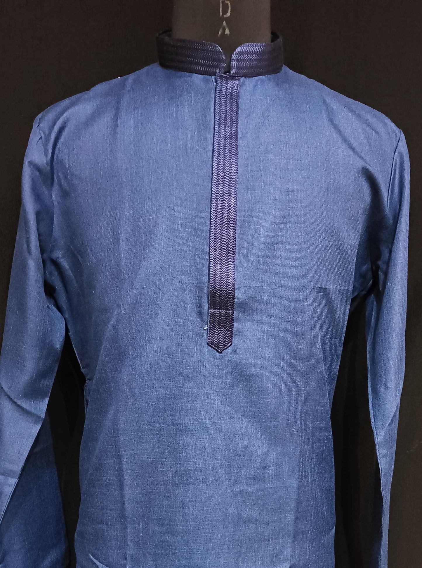 Elegant Blue Color Cotton Kurta With Pajama Pant For Men Near Me