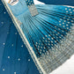 Blue Heavy Pure Chinon Silk Kurti Suit With Embroidery Work In USA