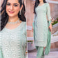 Gorgeous Sea Green Color Heavy Georgette Karachi Work Kurti For Women