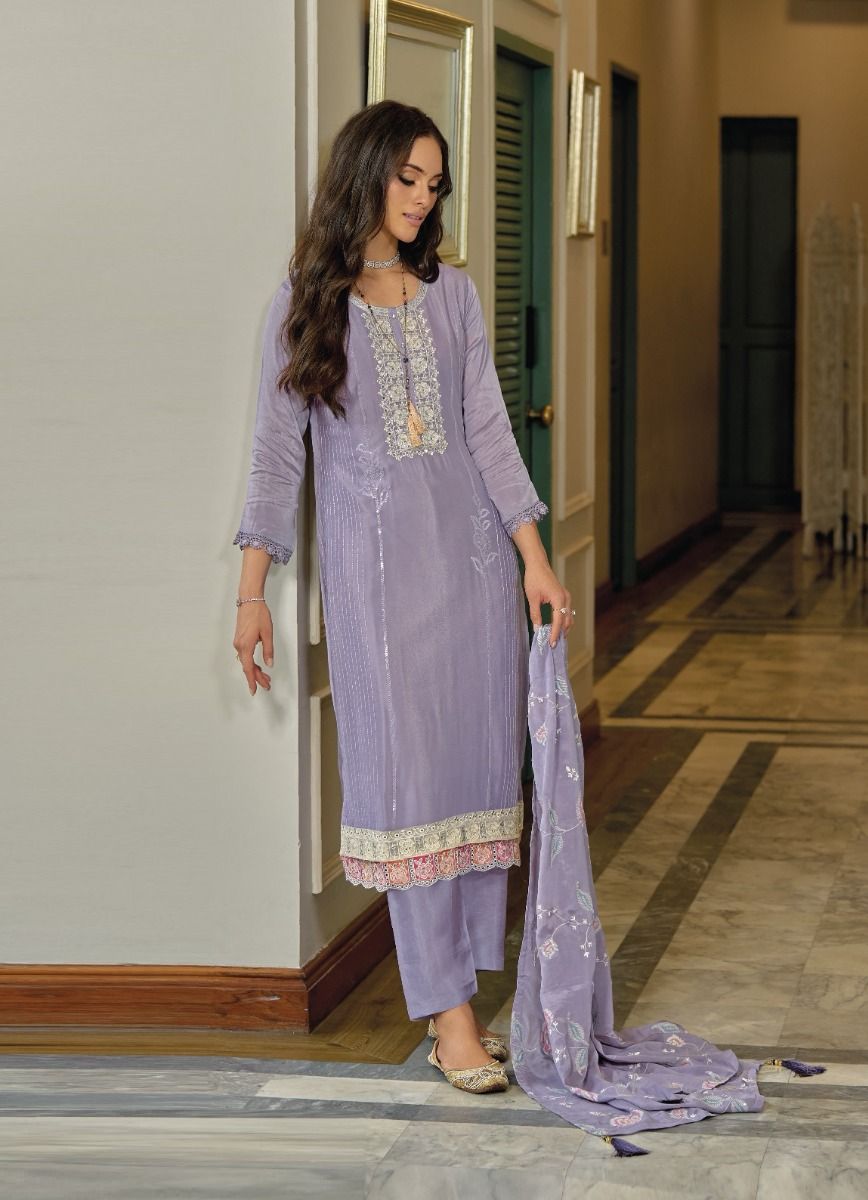 Fabulous Lavendar Colored Embroidery Salwar Suits Near Me