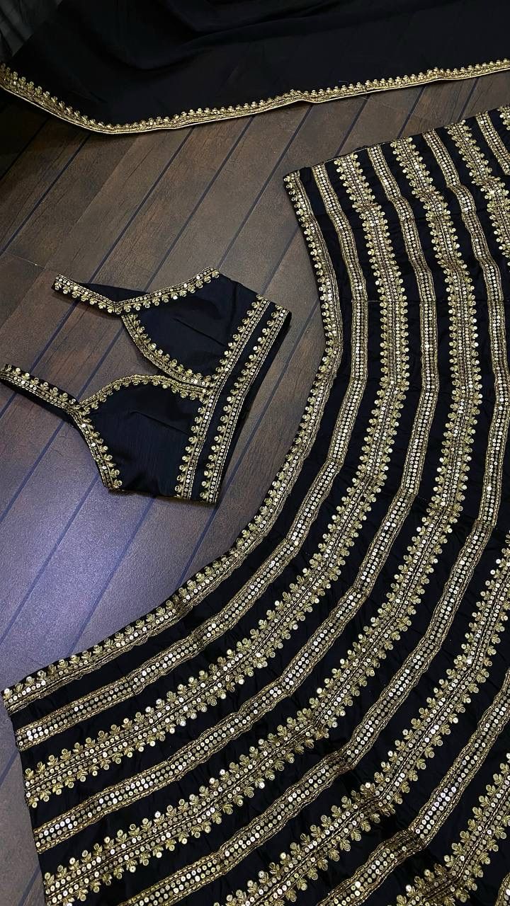 Attractive Black Colored Sequins With Zari Work Lehenga Choli In Chandler