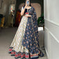 Stunning Blue Color Pure Cotton Chaniya Choli With Printed And Lace Work Dupatta For Women