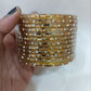 Lovely Gold Color Glass Bangles with Gleaming Stones For Women