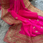 Attractive Pink Color Party Wear Embroiderd Georgette Saree For Women