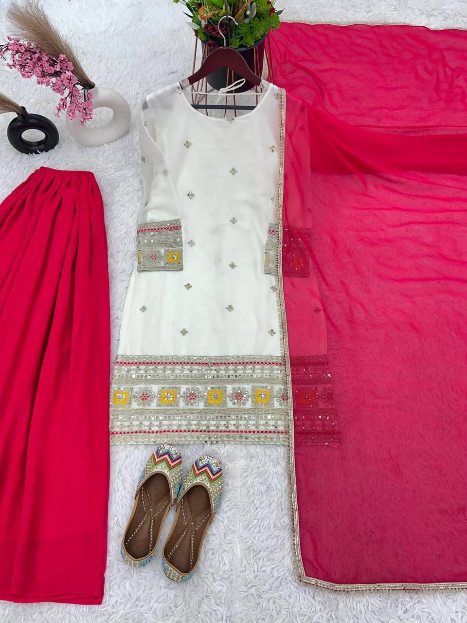 Embroidery Sequence Work Top-Bottom And Dupatta Set Near Me