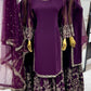 Purple Color Heavy Faux Georgette Sharara With  Embroidery Work