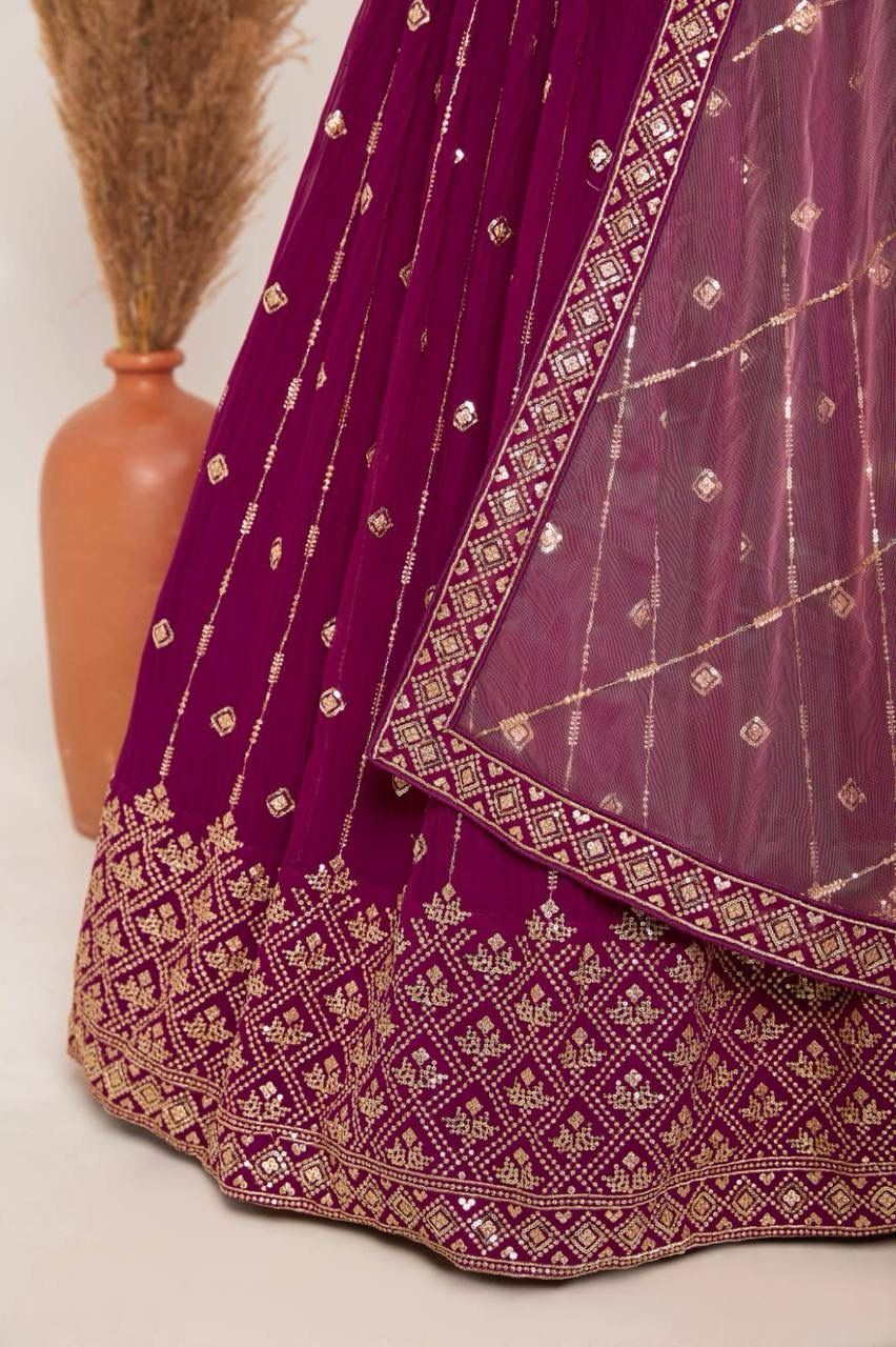 Charming Purple Color Georgette Lehenga Choli In USA