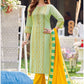 Attractive Pista Green Colored Embroidery Hand Work Rayon Kurti With Dupatta Sets For Women