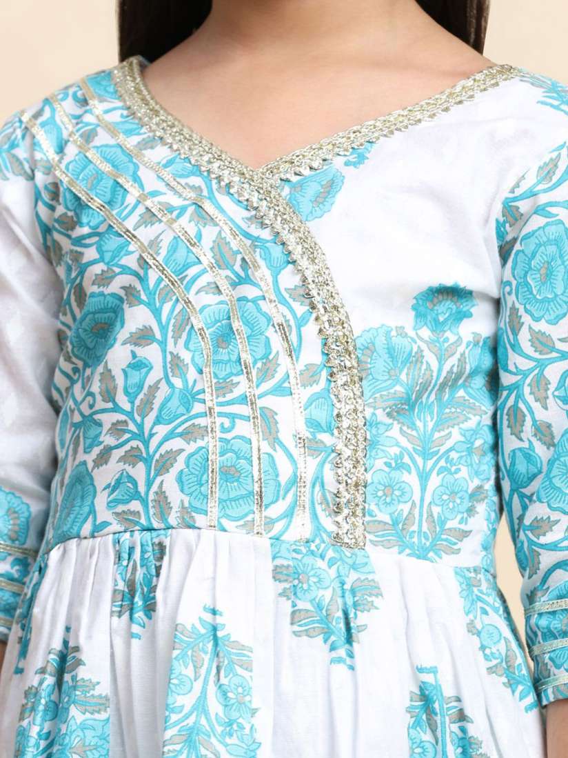 Sky Blue Colored Soft Cotton Kurta For Girls Near Me