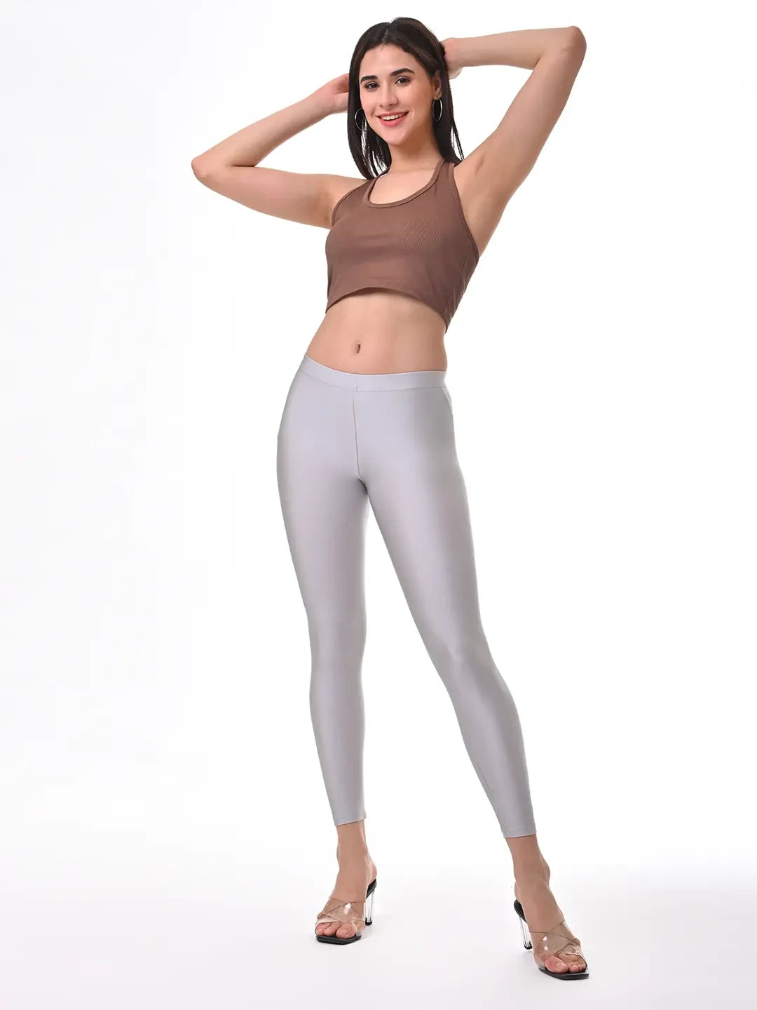 Attractive Silver Color Designer Shimmer Churidar Leggings