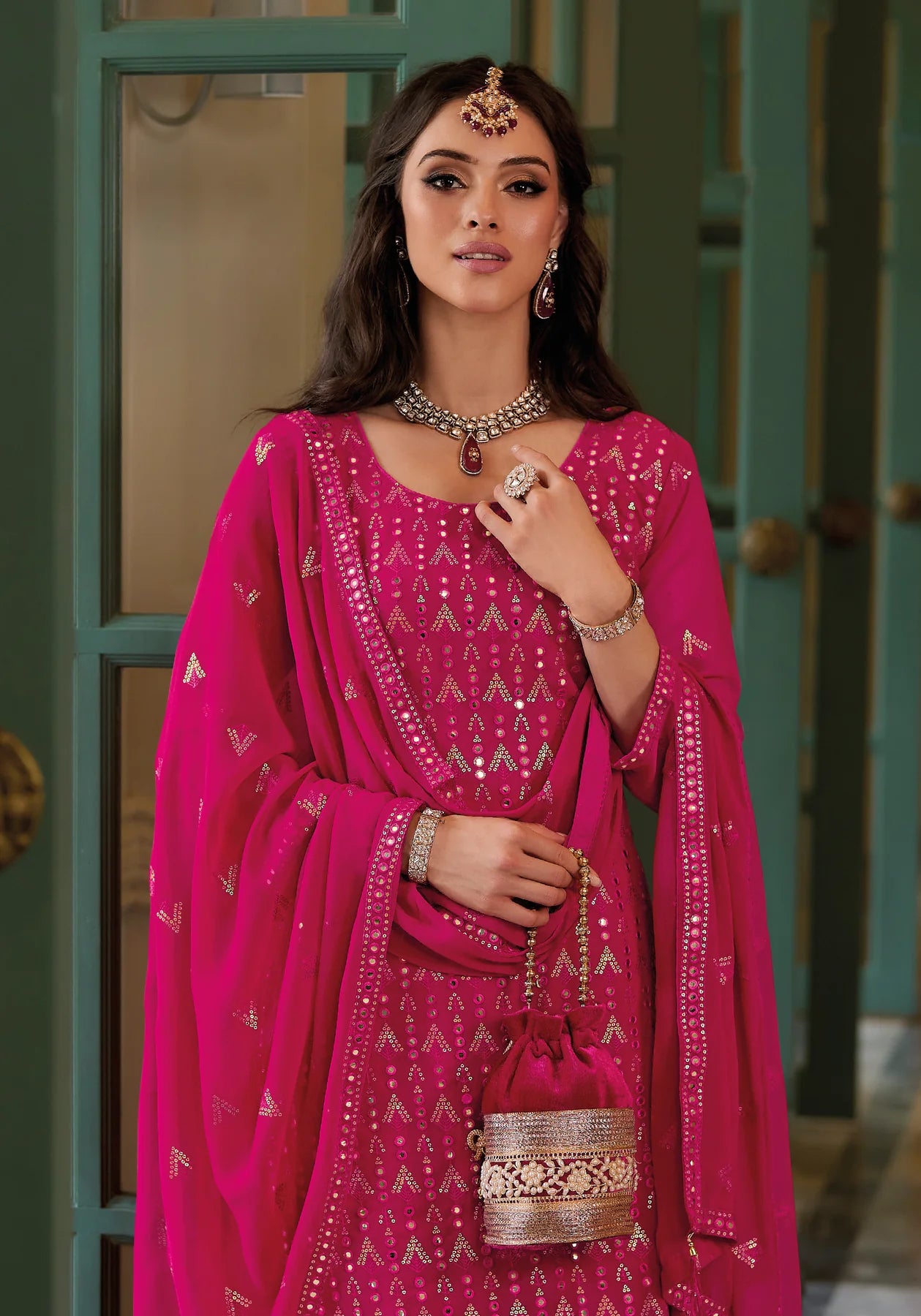 Embroidered Readymade Designer Palazzo Suits  in Peoria