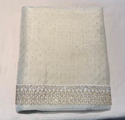 Tremendous White Color Tissue Silk Fancy Saree With Sequins Work For Women
