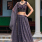 Attractive Purple Colored Georgette Lehenga Choli With Embroidery Work