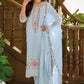 Elegant Sky Blue Color Soft Organza Salwar Suits For Women