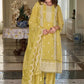 Attractive Yellow Color Soft Organza Salwar Suits For Women