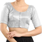 Alluring Silver Color Dupion Silk Designer Blouse For Women