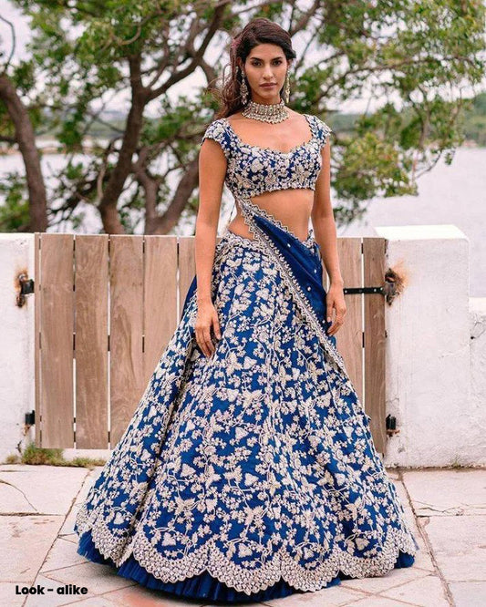 Elegant Royal Blue Color Rich Embroidery Work Wedding Lehenga Choli