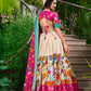 Beautiful Pink Colored Kalamkari Print With Zari Weaving Border Lehenga Choli With Dupatta