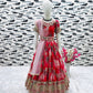 Beautiful Red Colored Heavy Faux Georgette Embroidered Sequins Work Gown For Girls