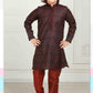 Beautiful Maroon Colored Poly Cotton Kurta With Pajama Set For Kids