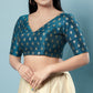 Alluring Teal Blue Color Designer Brocade Readymade Blouse With Butta Motifs For Women