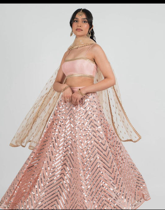 Gorgeous Pink Georgette Embroidery Party Wear Lehenga Set