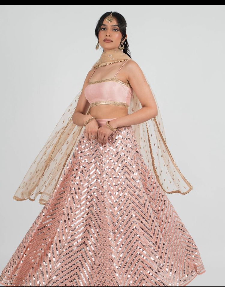 Gorgeous Pink Georgette Embroidery Party Wear Lehenga Set