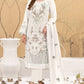 Wonderful White Color Faux Georgette With Embroidery Work Salwar Suits For Women