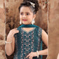 Attractive Teal Blue Color Georgette Embroidery Kurti Palazzo Pant in Chandler