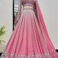 Alluring Pink Color Heavy Embroidered Sequins Work Lehenga Choli With Dupatta