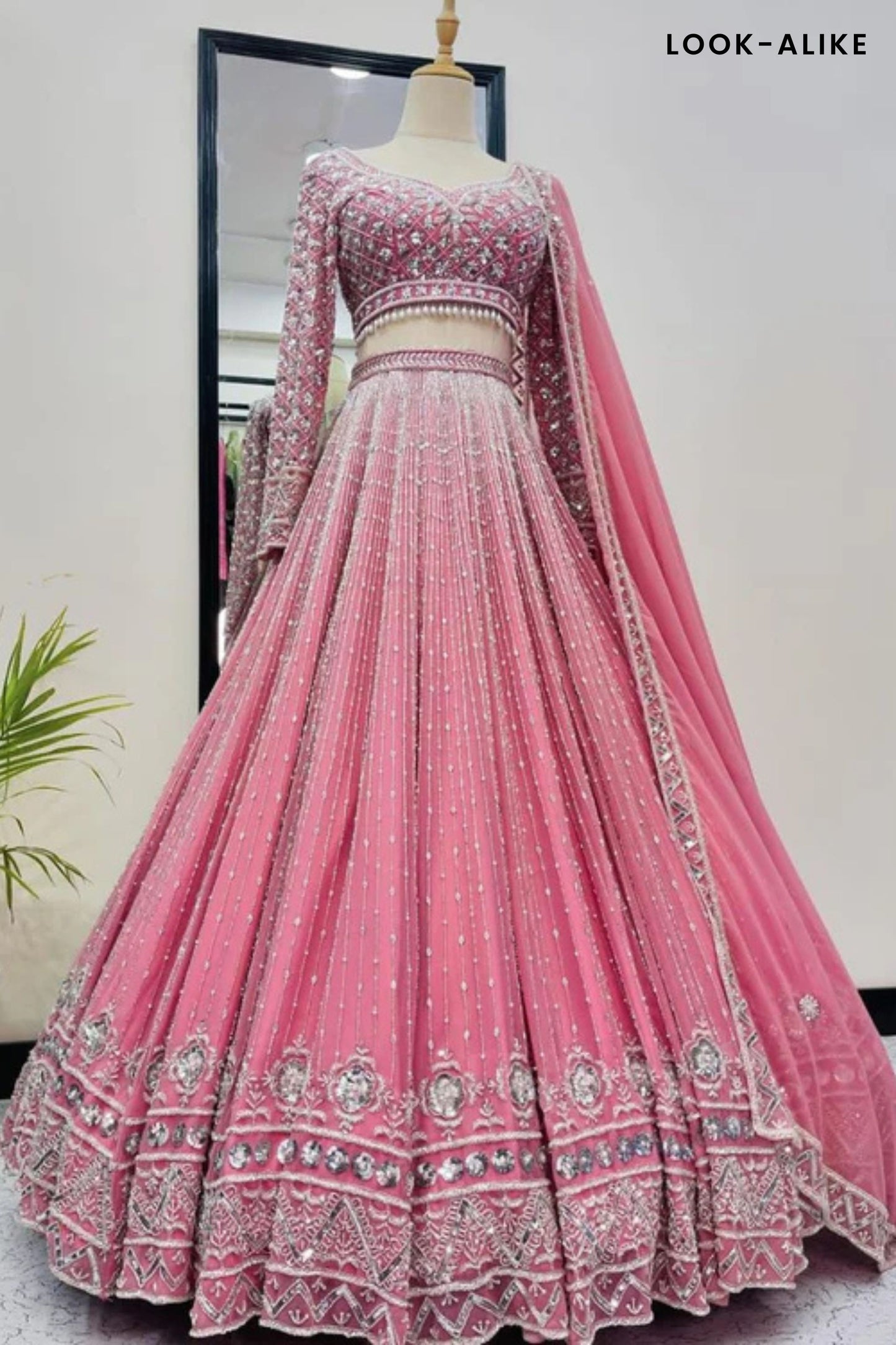 Alluring Pink Color Heavy Embroidered Sequins Work Lehenga Choli With Dupatta