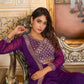 Violet Color Embroidery Lace Kurti With Palazzo Suits For Women In Glode