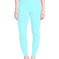 Alluring Stretchable Cotton Fabric Cyan Blue Leggings For Women