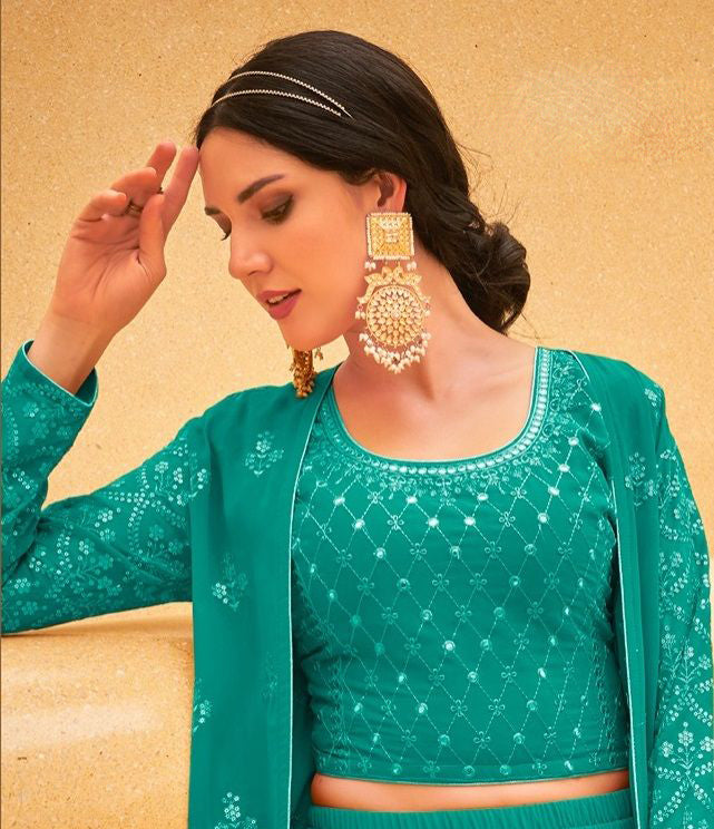 Fascinating Blue Color Designer Embroidered Salwar Suits With Fancy Dupatta For Women In Yuma