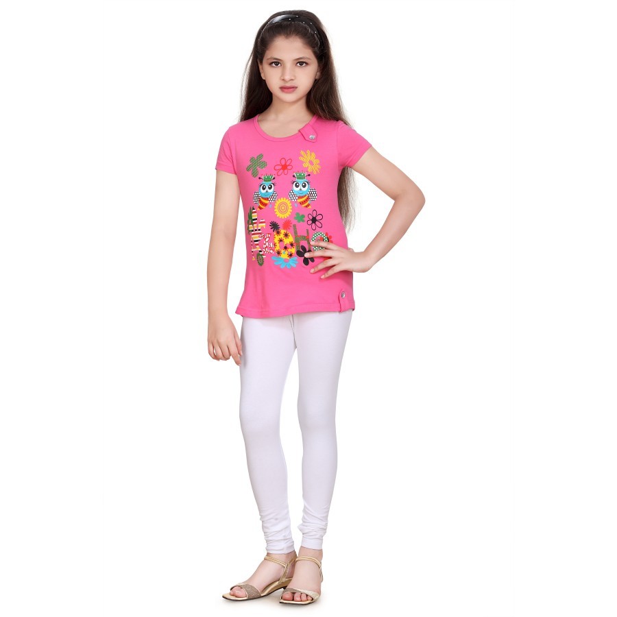 Beautiful White Color Stretchable Rayon Elastane Leggings For Kids