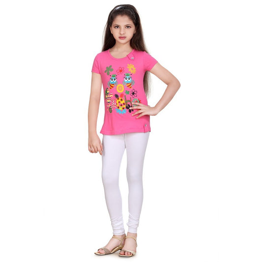 Beautiful White Color Stretchable Rayon Elastane Leggings For Kids