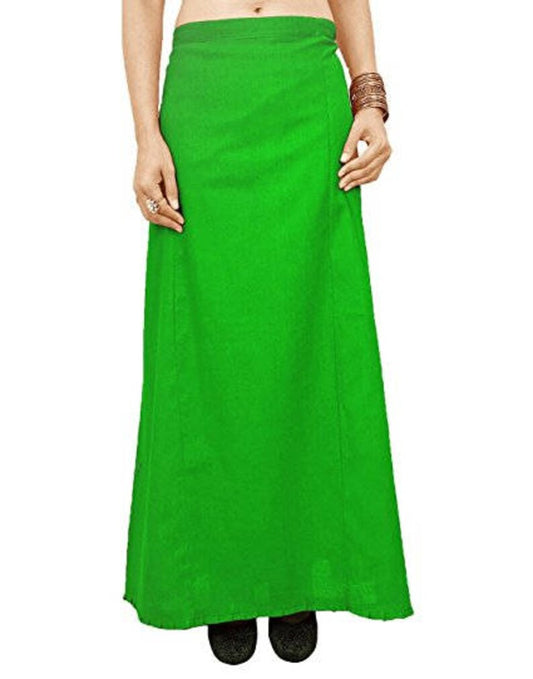 Alluring Women's Green Pure Cotton Readymade Petticoat For Saree