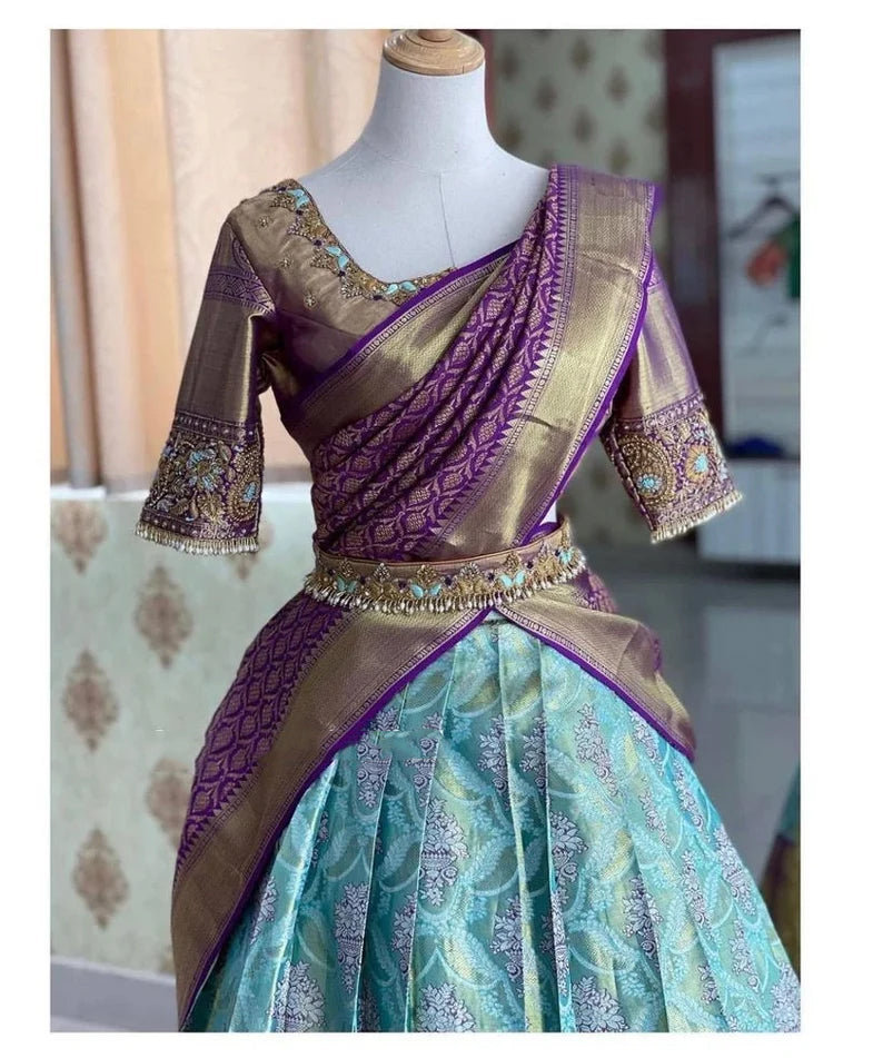 Designer Kanjeevaram Silk Half Saree wedding Wear Lehenga Choli Near Me